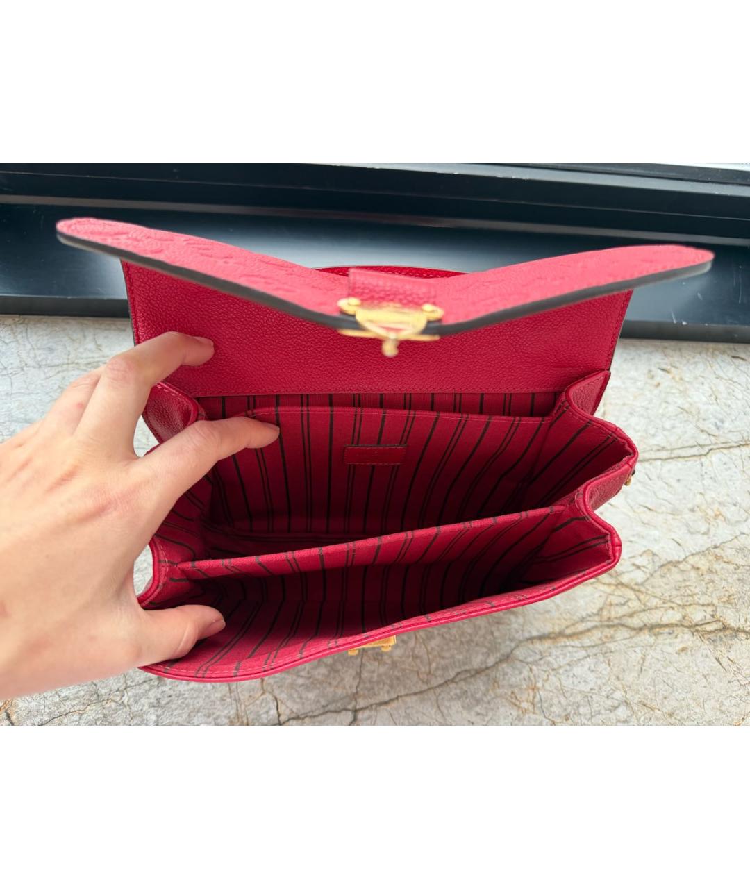 LOUIS VUITTON Красная кожаная сумка через плечо, фото 4