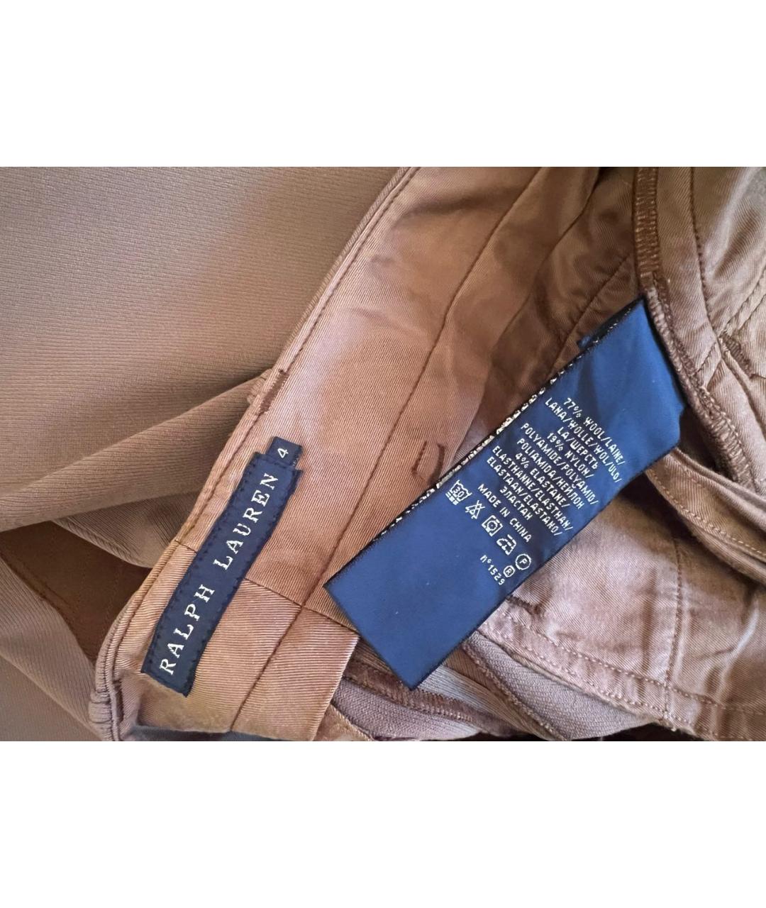 RALPH LAUREN Бежевые шерстяные брюки узкие, фото 3