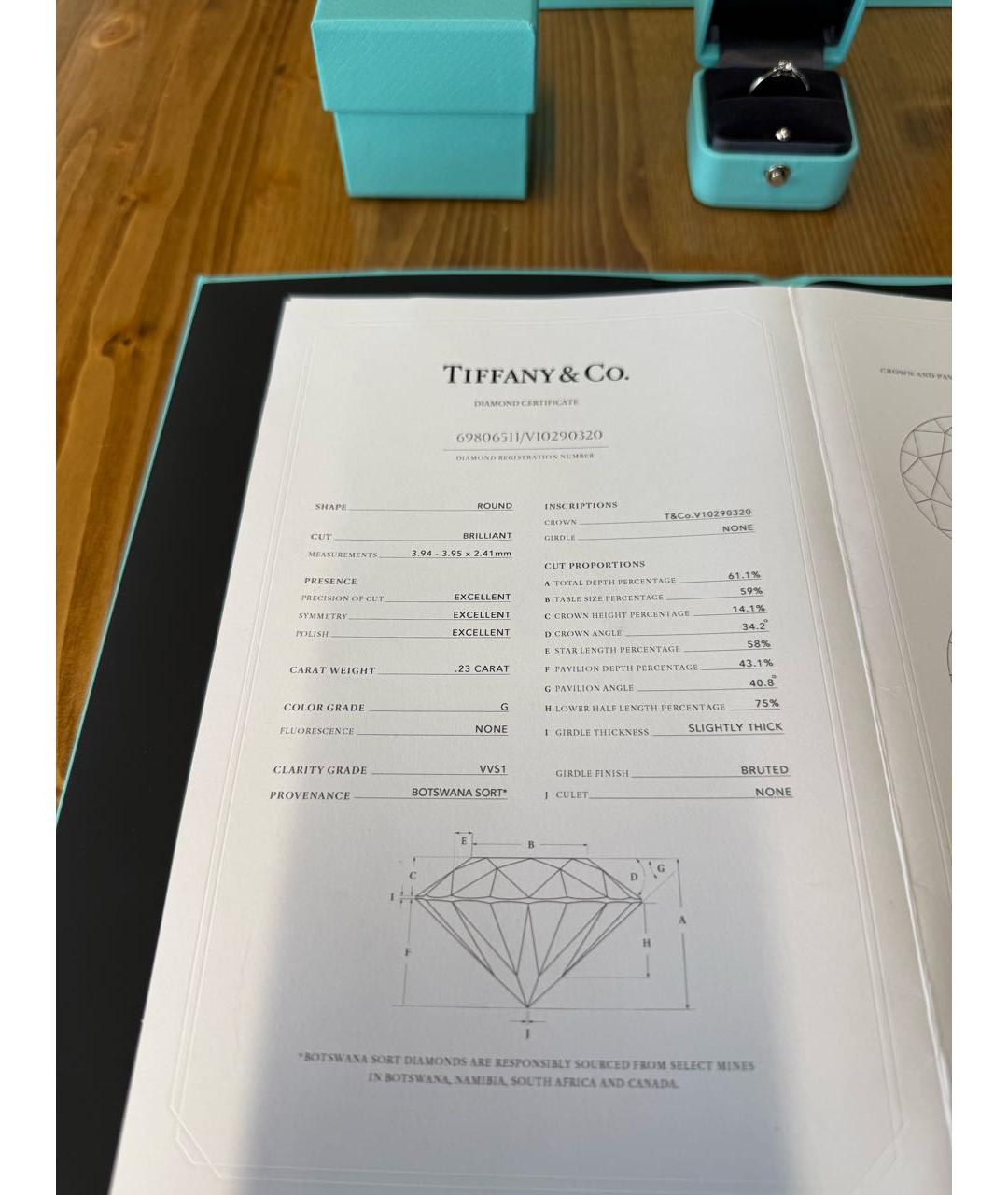TIFFANY&CO Белое платиновое кольцо, фото 7