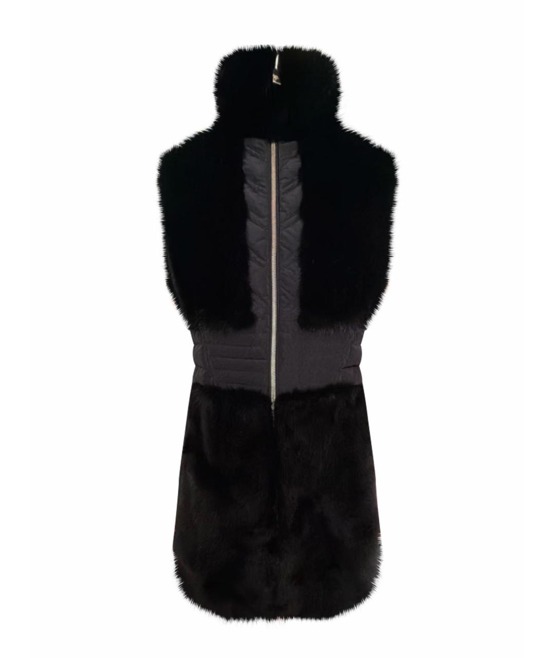 VERSACE Черный меховой жилет, фото 1