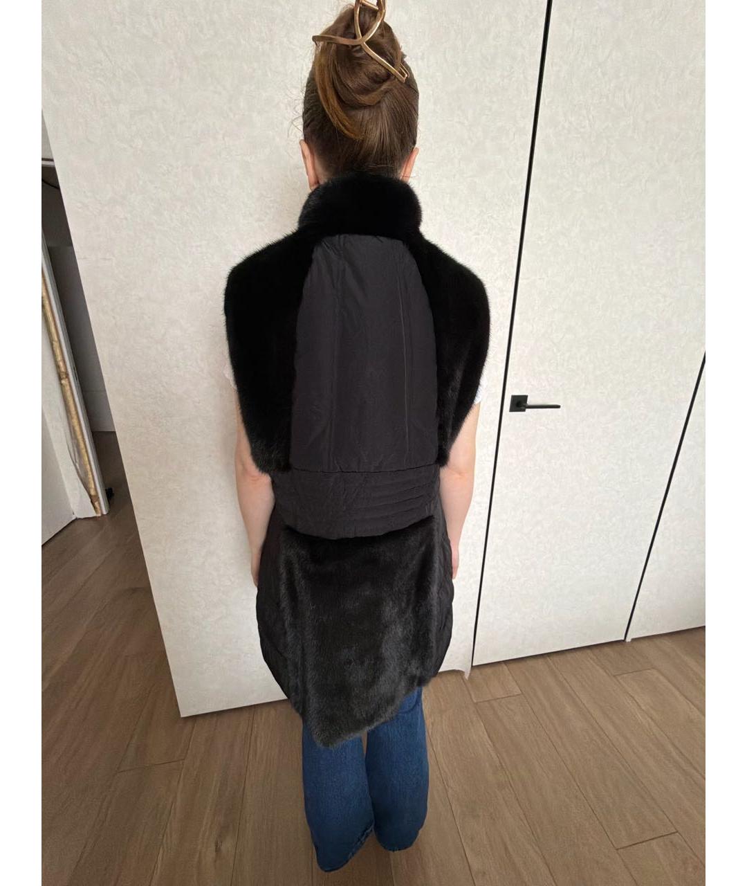 VERSACE Черный меховой жилет, фото 2