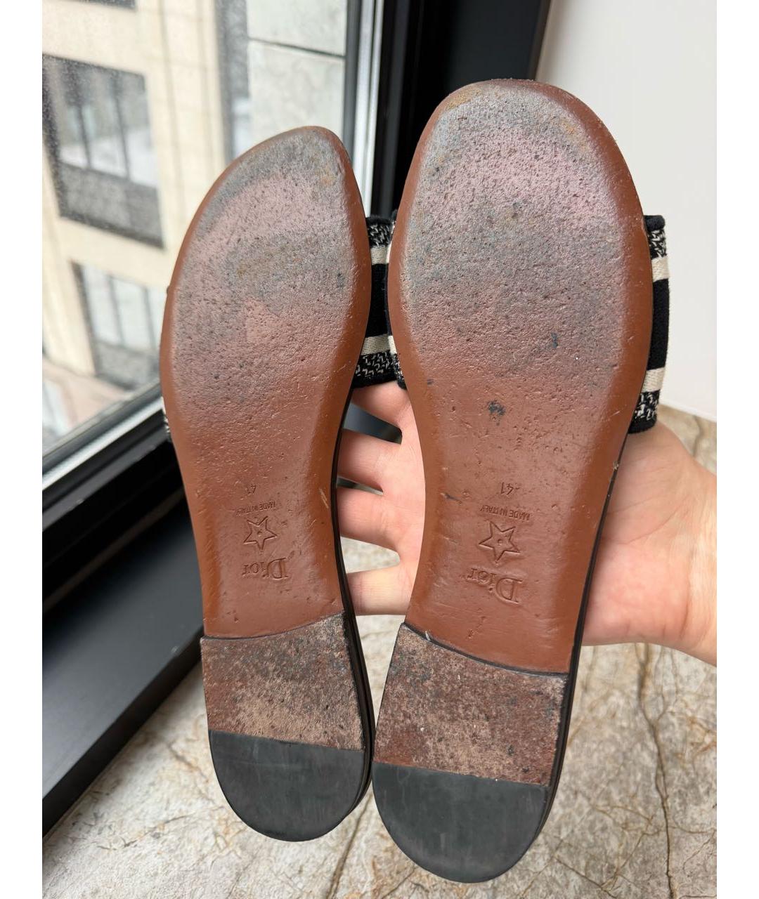 CHRISTIAN DIOR Черные текстильные шлепанцы, фото 5