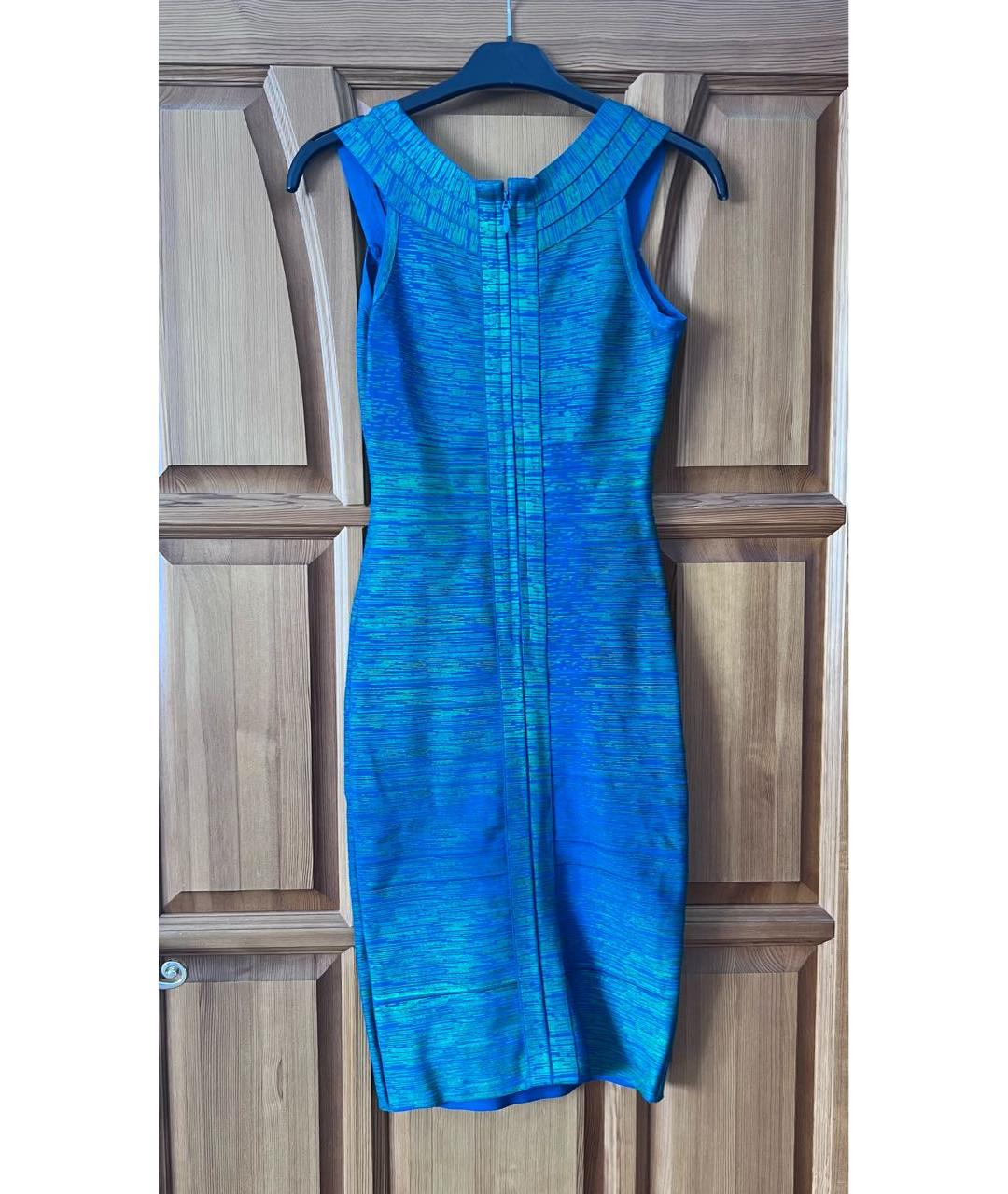 HERVE LEGER Бирюзовое повседневное платье, фото 2