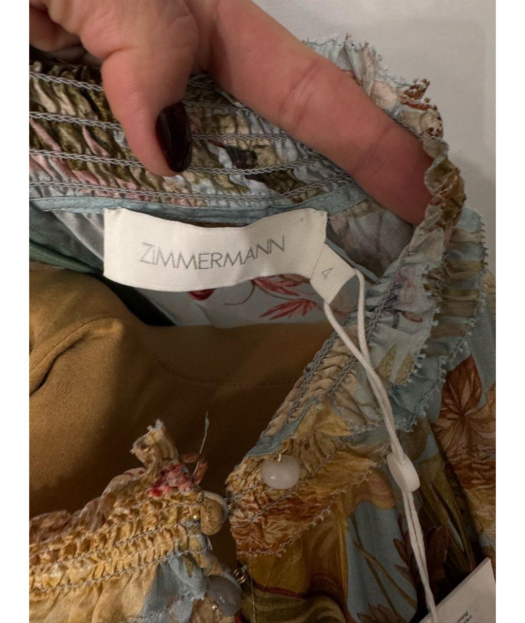 ZIMMERMANN Голубое шелковое повседневное платье, фото 7