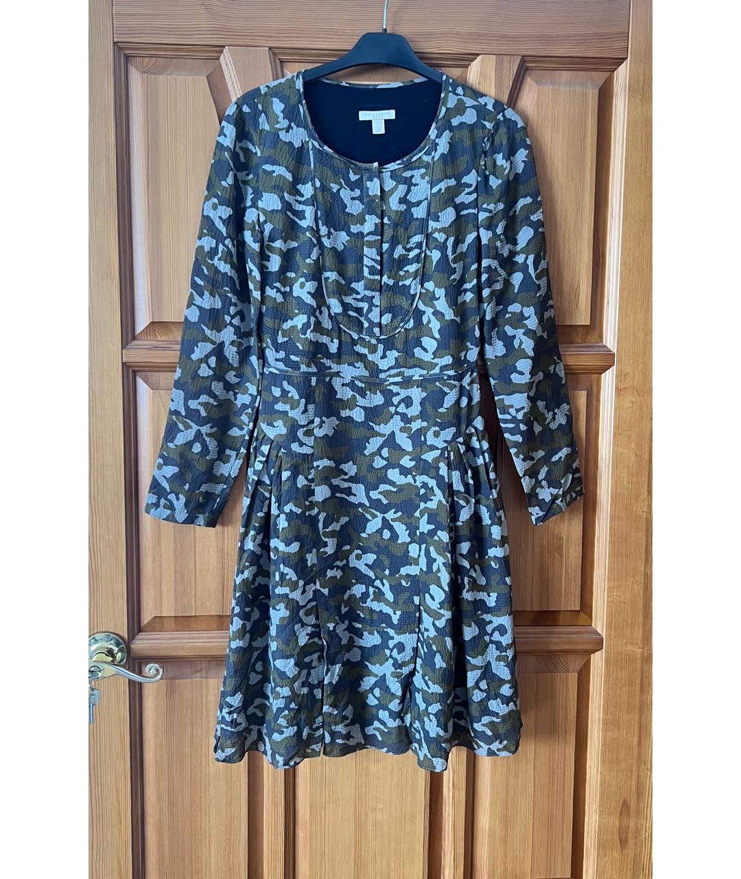 BURBERRY Бежевое шелковое повседневное платье, фото 4