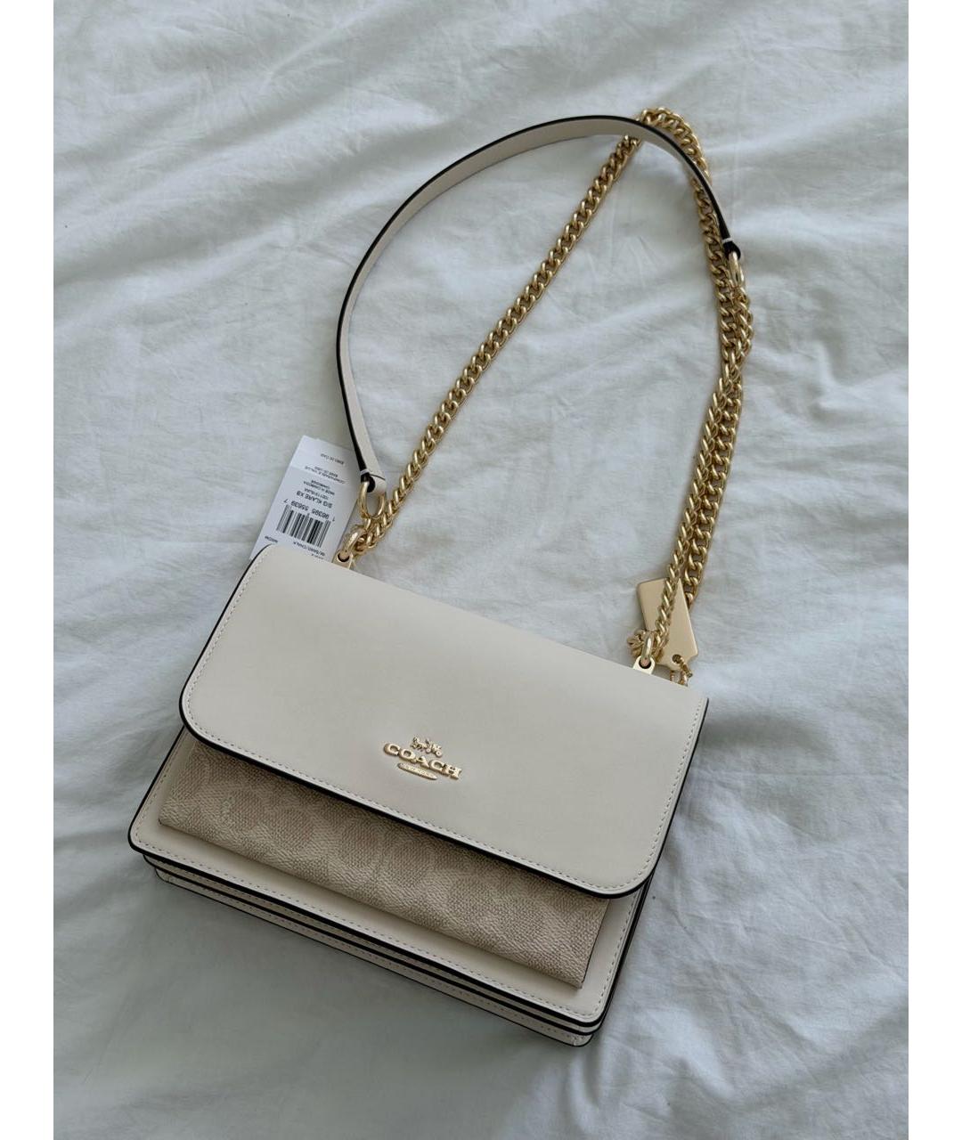 COACH Бежевая сумка через плечо из лакированной кожи, фото 6