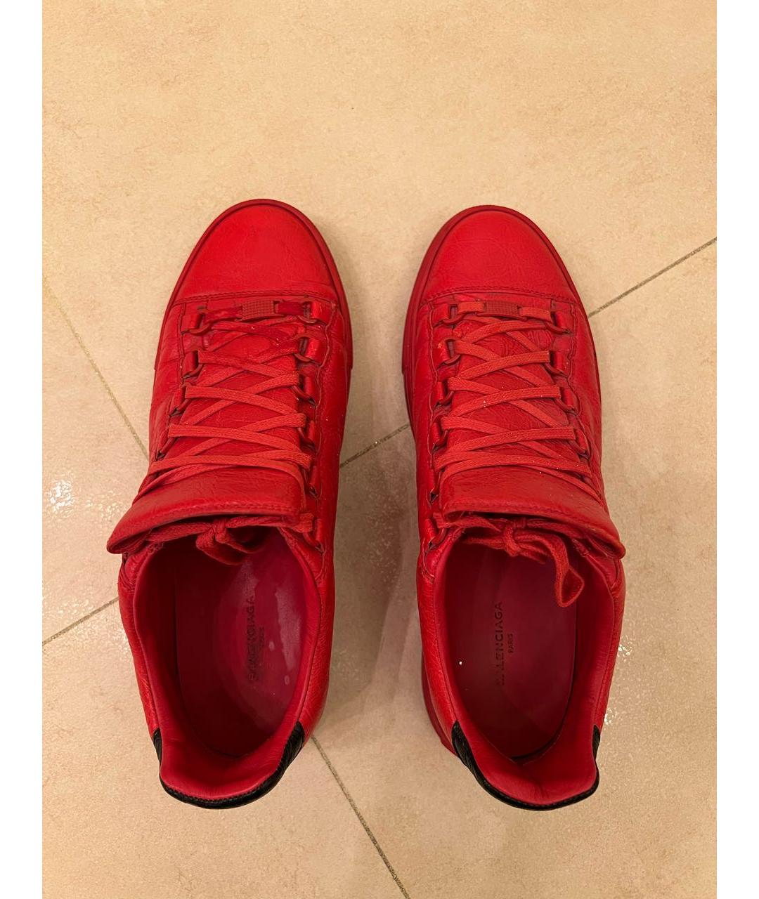 BALENCIAGA Красные кожаные низкие кроссовки / кеды, фото 3