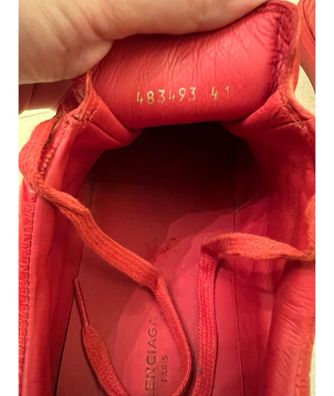 BALENCIAGA Красные кожаные низкие кроссовки / кеды, фото 5