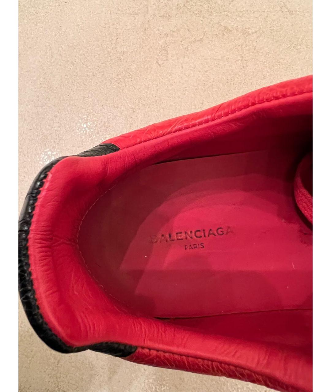 BALENCIAGA Красные кожаные низкие кроссовки / кеды, фото 6