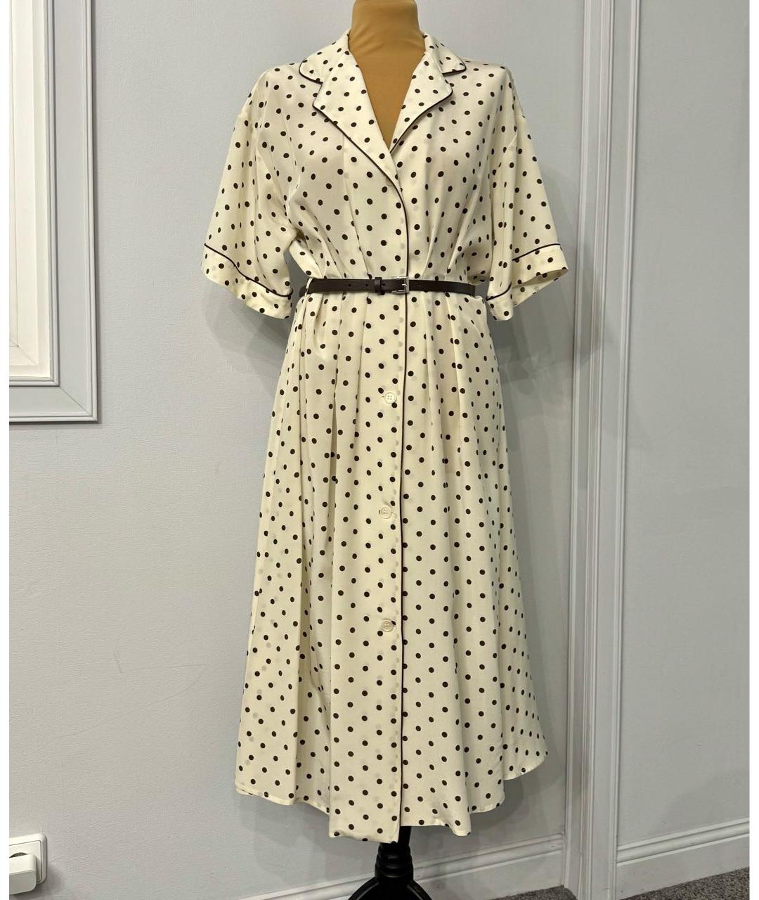 P.A.R.O.S.H. Бежевое шелковое повседневное платье, фото 7