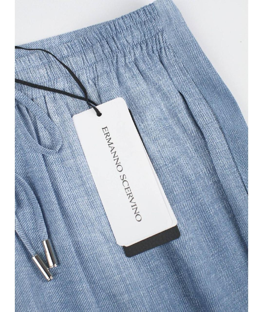 ERMANNO SCERVINO Голубые вискозные брюки широкие, фото 3