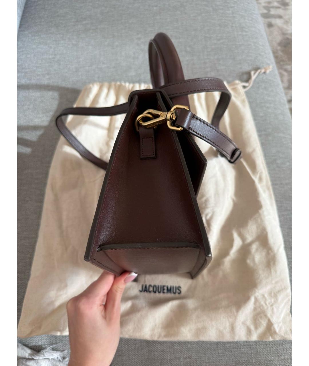 JACQUEMUS Коричневая кожаная сумка через плечо, фото 5