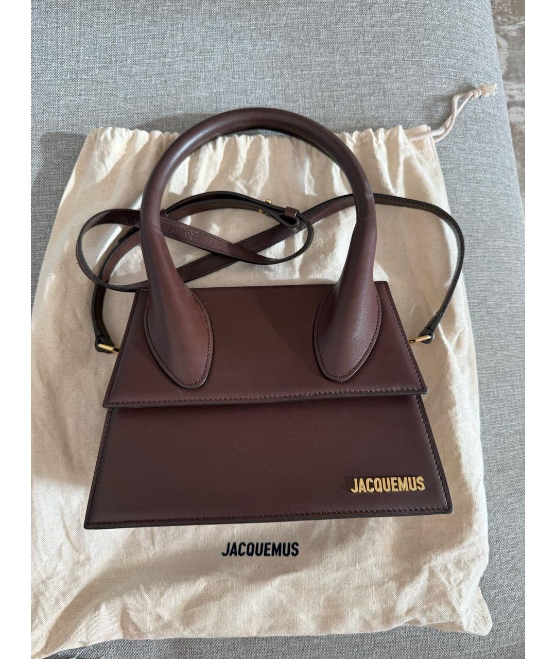 JACQUEMUS Коричневая кожаная сумка через плечо, фото 9