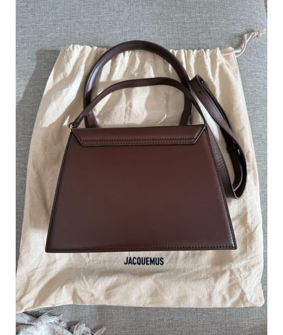 JACQUEMUS Коричневая кожаная сумка через плечо, фото 3
