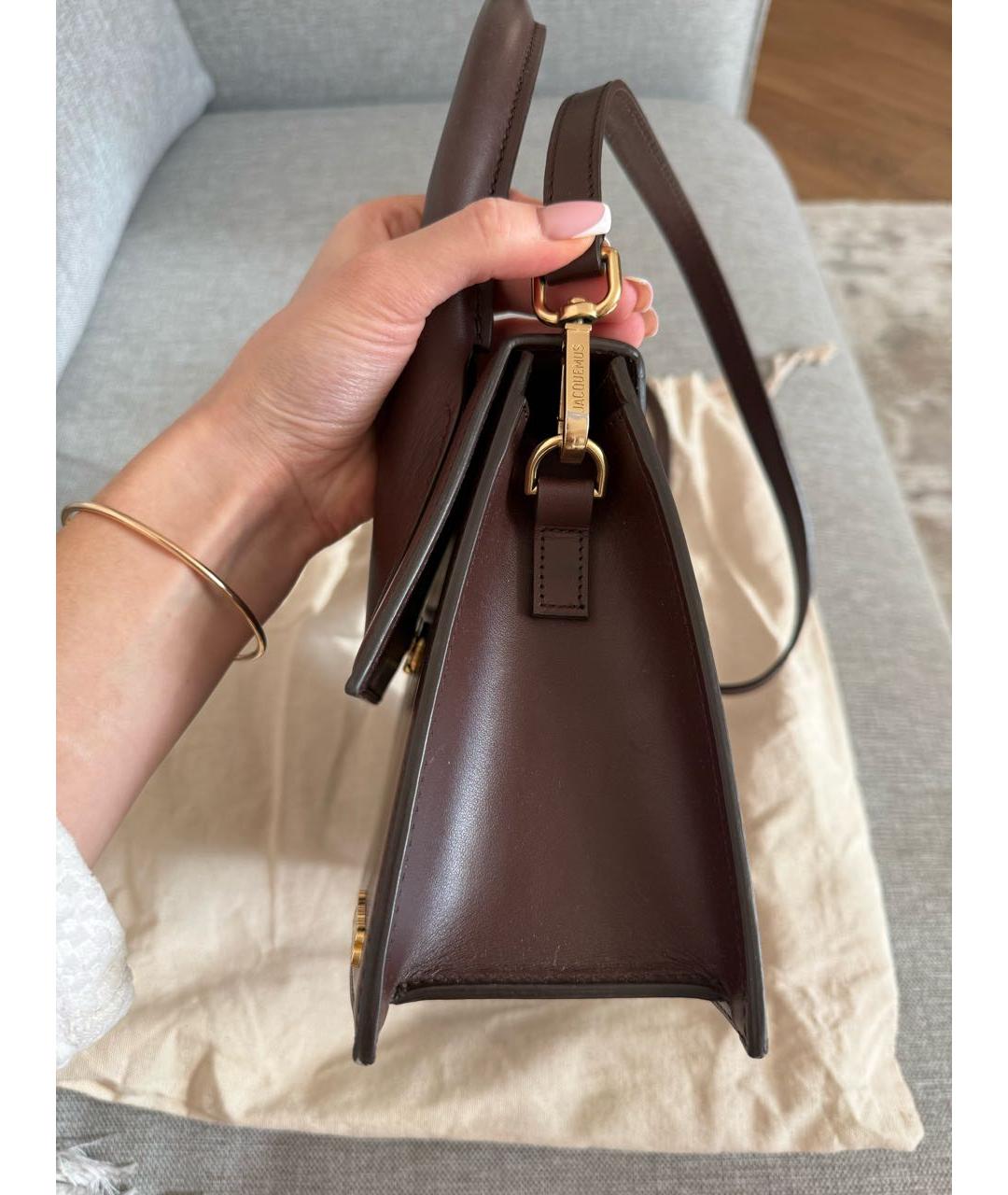 JACQUEMUS Коричневая кожаная сумка через плечо, фото 7