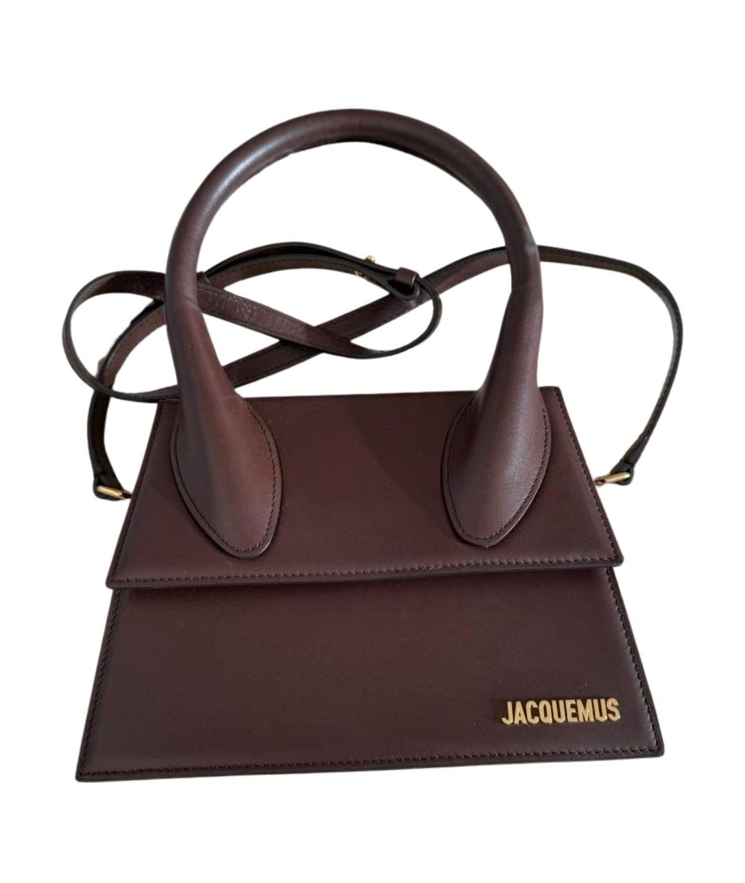 JACQUEMUS Коричневая кожаная сумка через плечо, фото 1