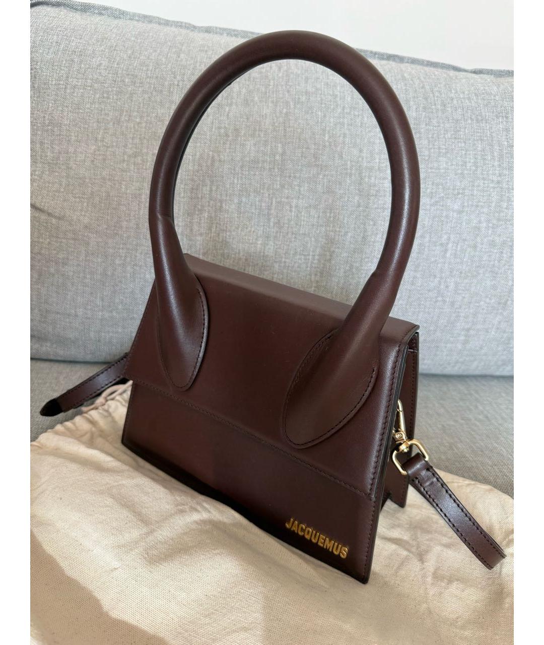 JACQUEMUS Коричневая кожаная сумка через плечо, фото 2