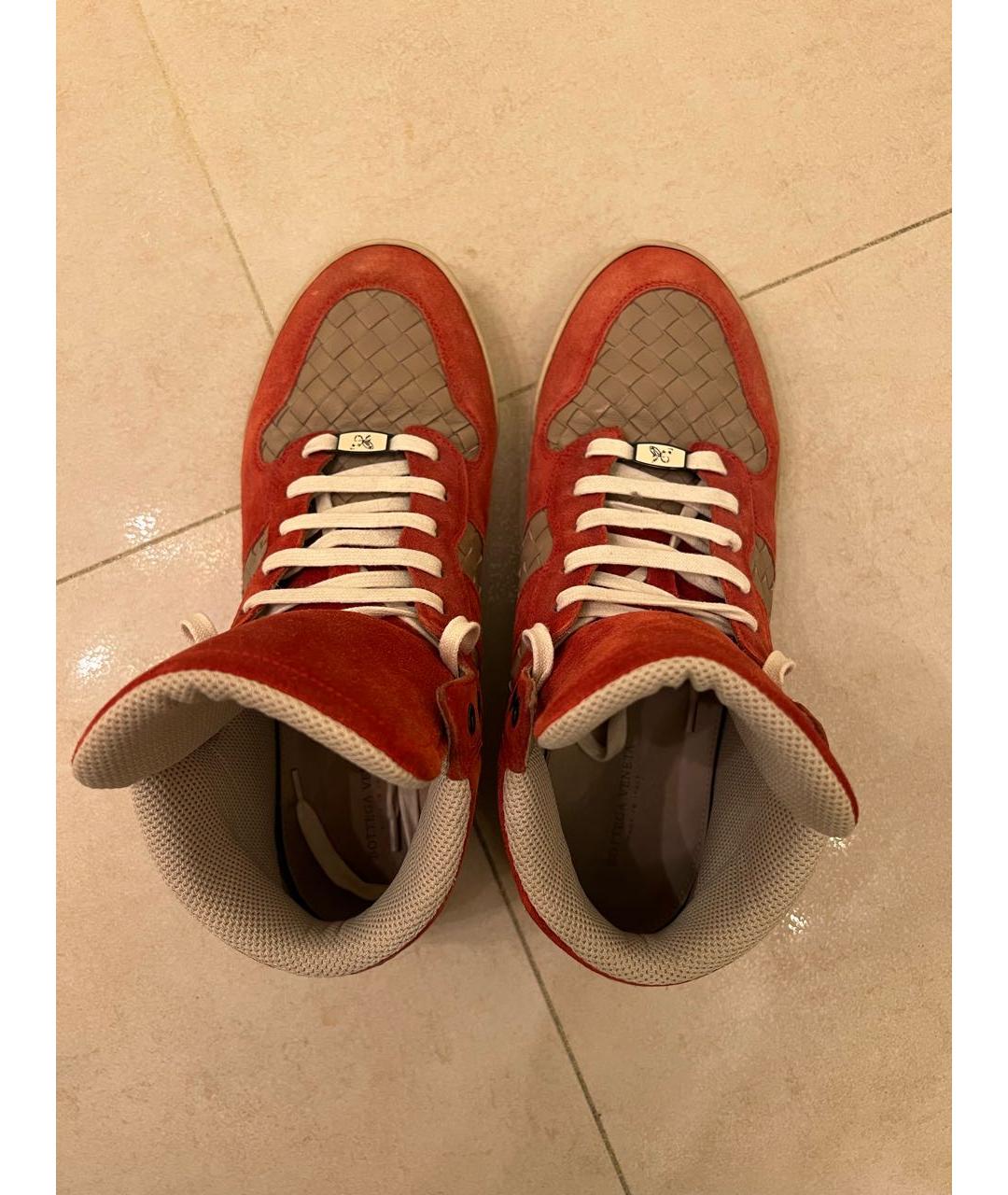 BOTTEGA VENETA Красные высокие кроссовки / кеды, фото 3
