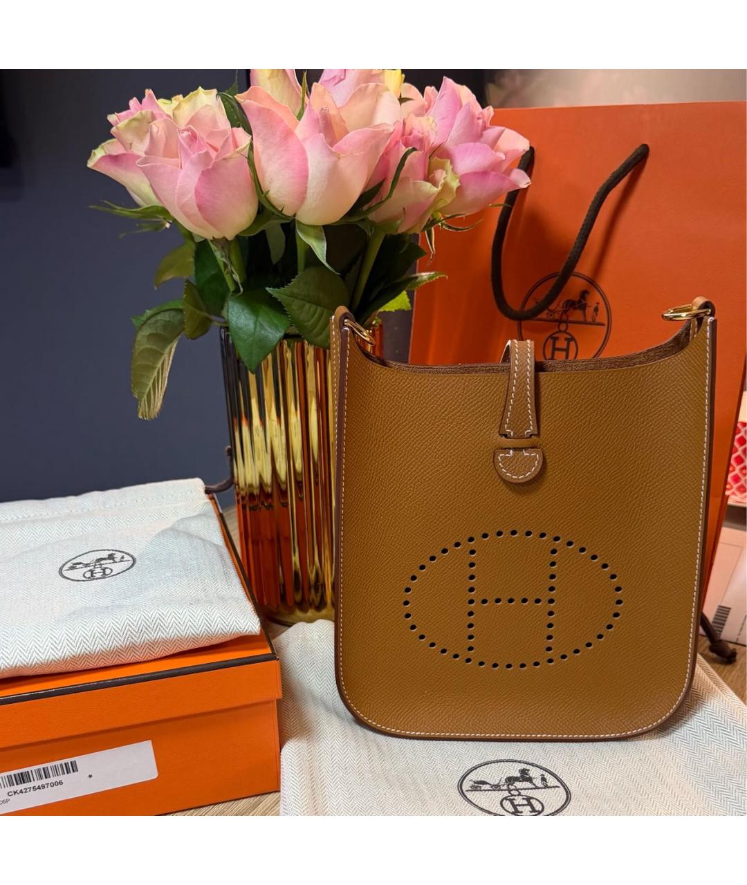 HERMES Коричневая кожаная сумка через плечо, фото 3