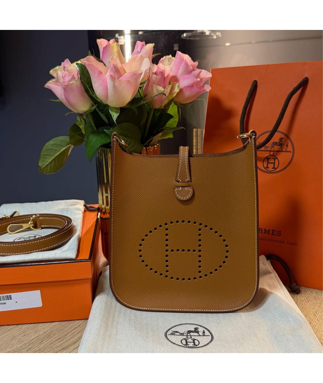 HERMES Коричневая кожаная сумка через плечо, фото 5