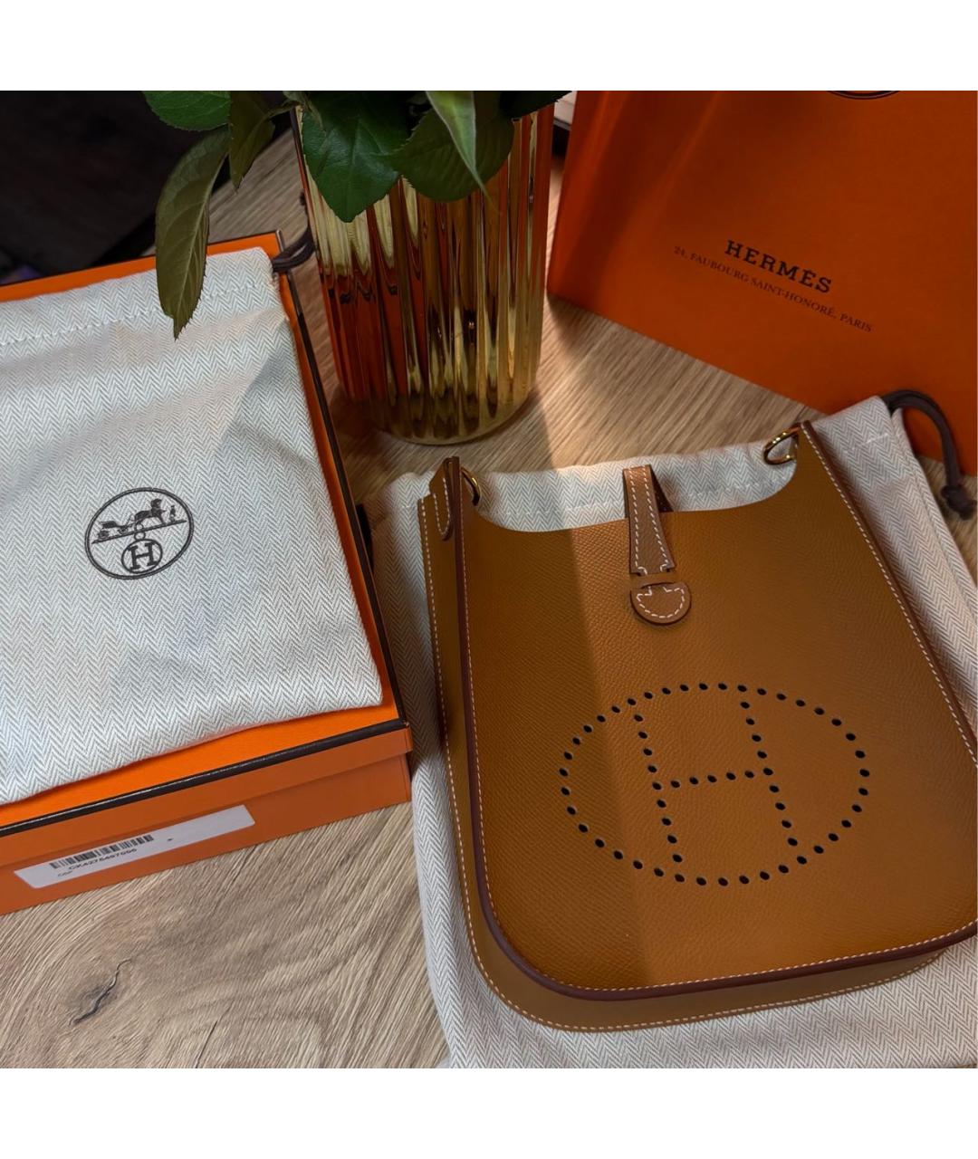 HERMES Коричневая кожаная сумка через плечо, фото 4