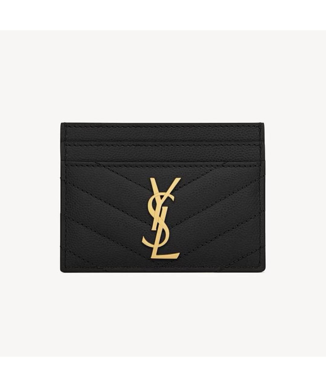 SAINT LAURENT Черный кожаный кардхолдер, фото 4