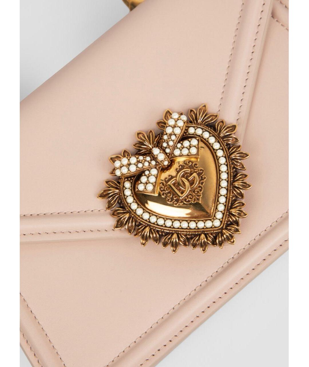 DOLCE&GABBANA Розовая кожаная сумка с короткими ручками, фото 4