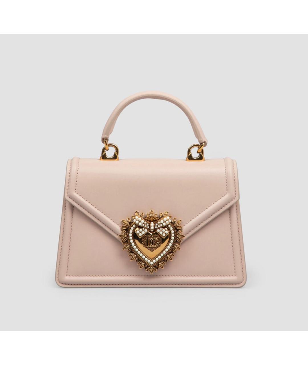 DOLCE&GABBANA Розовая кожаная сумка с короткими ручками, фото 8