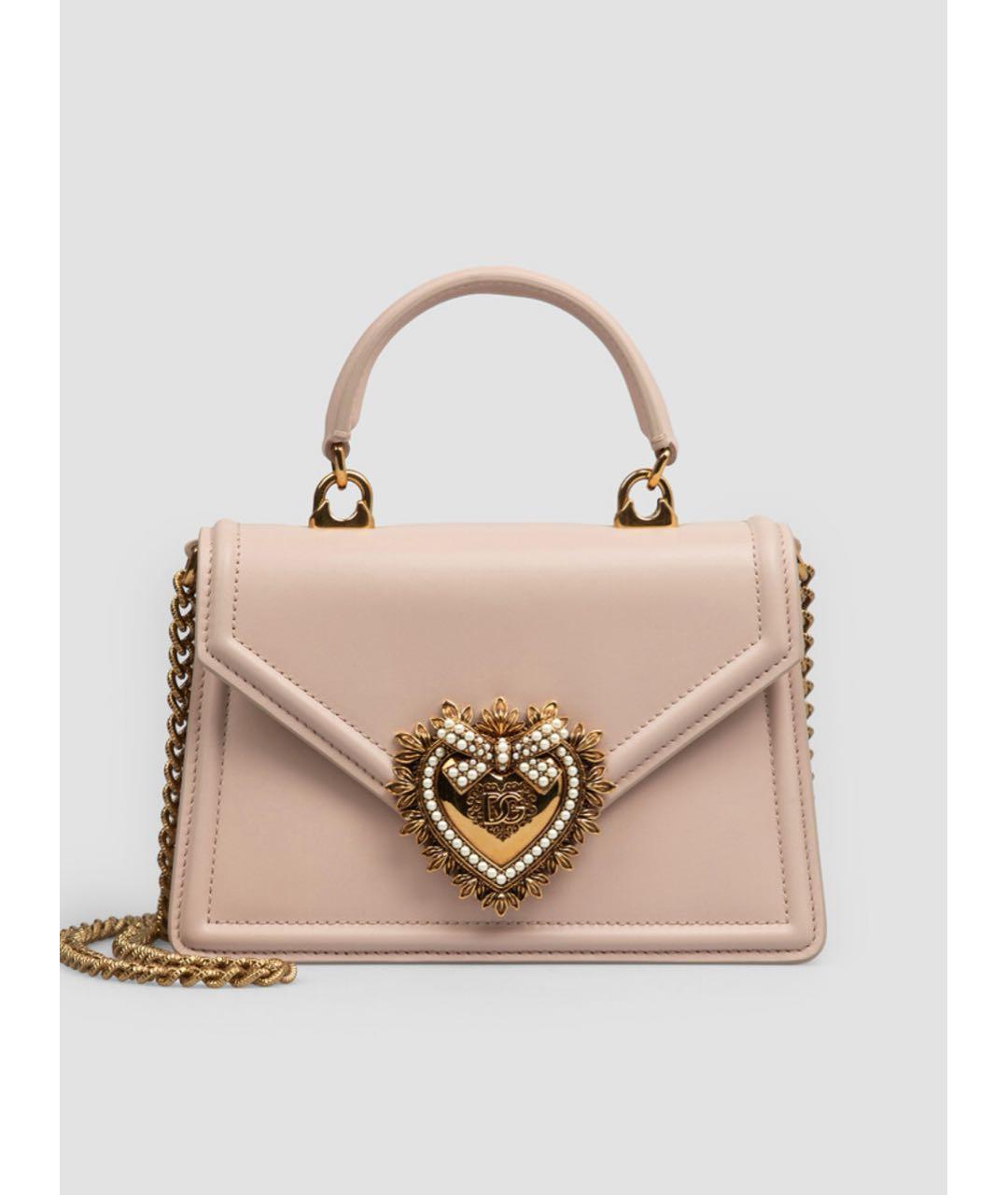 DOLCE&GABBANA Розовая кожаная сумка с короткими ручками, фото 6