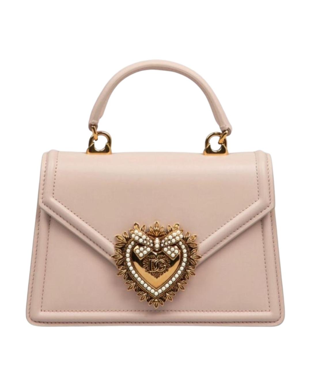 DOLCE&GABBANA Розовая кожаная сумка с короткими ручками, фото 1