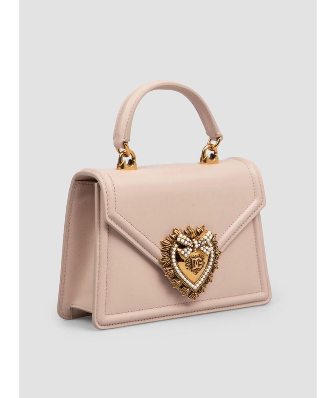 DOLCE&GABBANA Розовая кожаная сумка с короткими ручками, фото 2