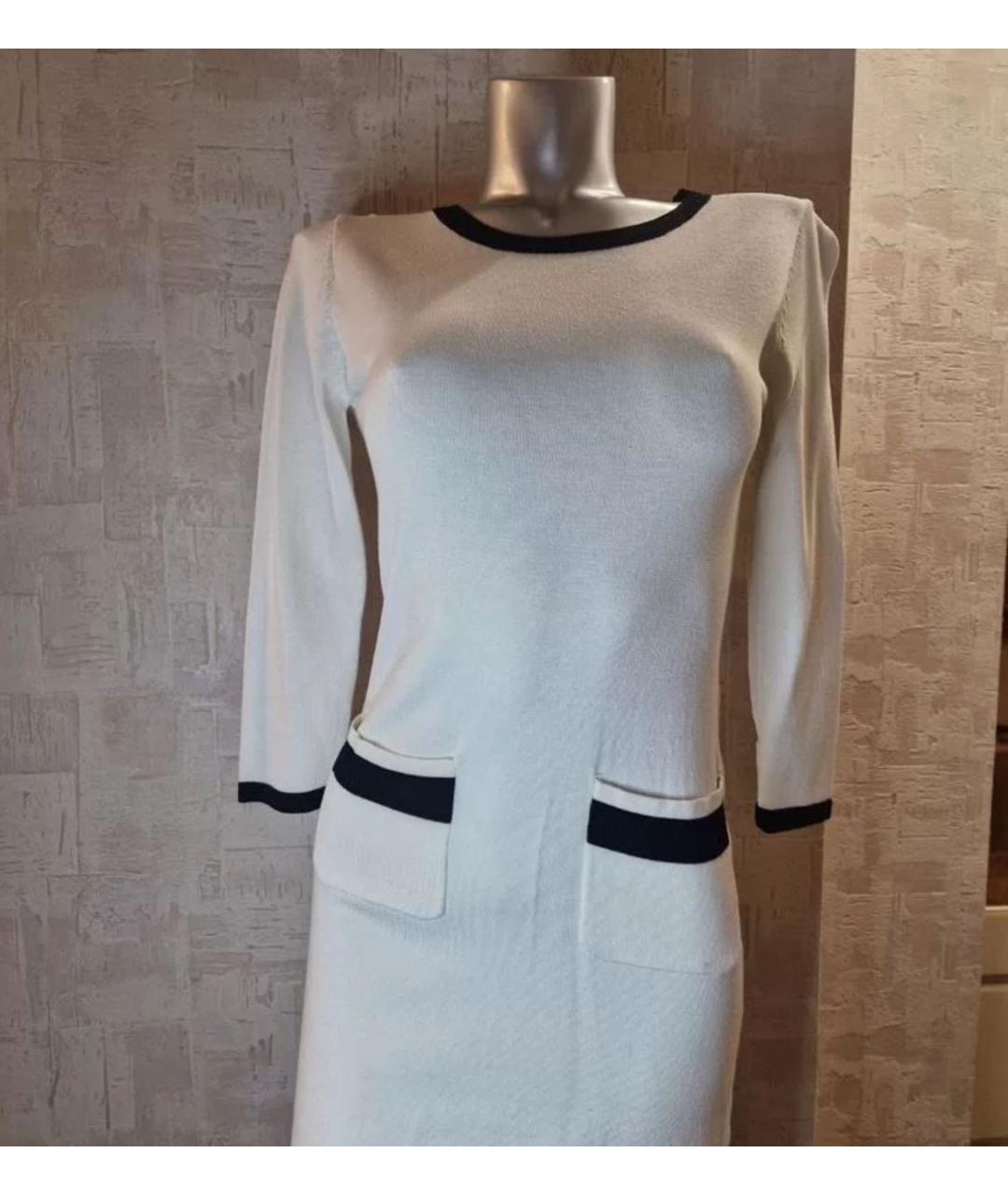 CHANEL Белое шерстяное повседневное платье, фото 3