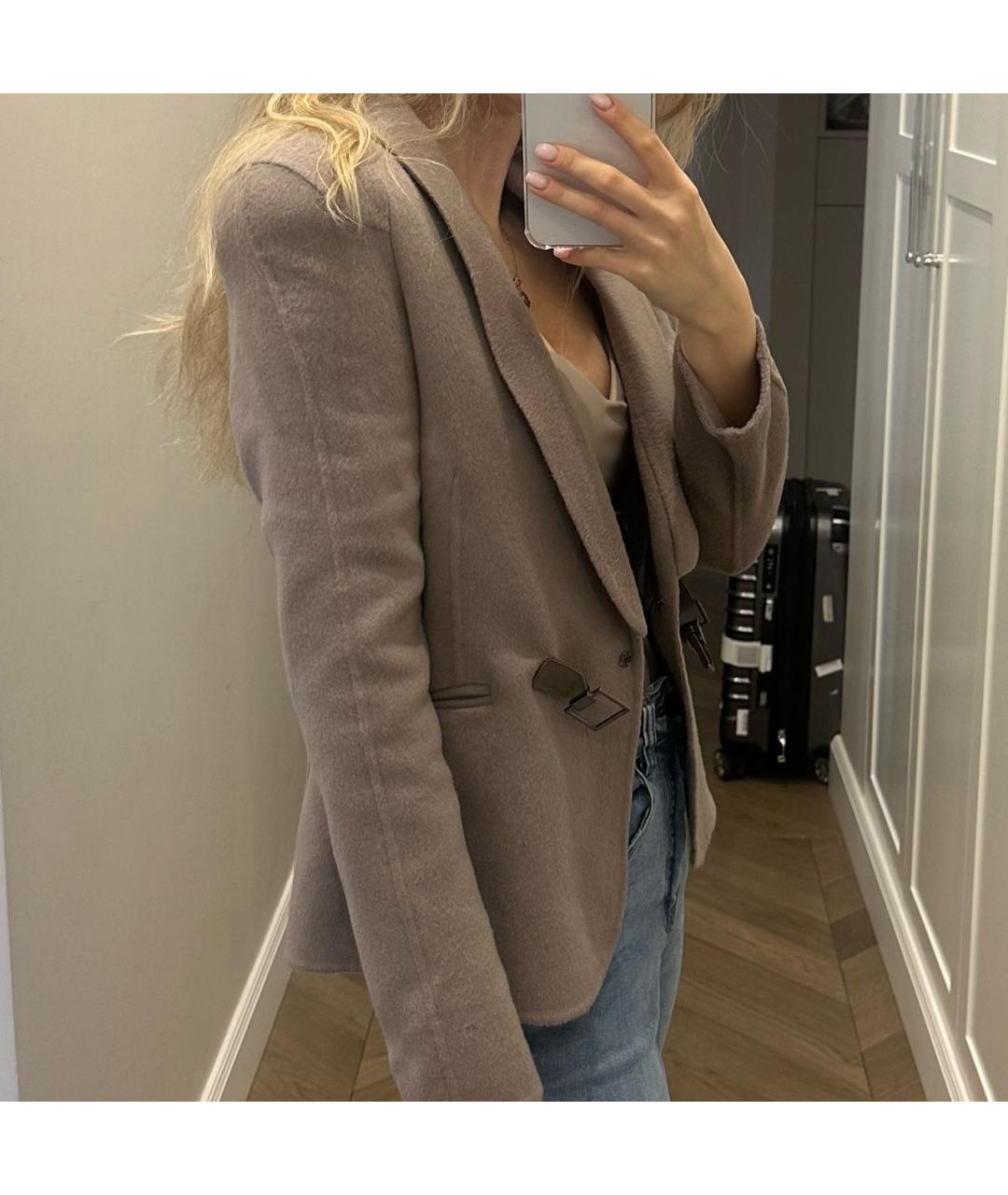 MAX MARA STUDIO Бежевый кашемировый жакет/пиджак, фото 6