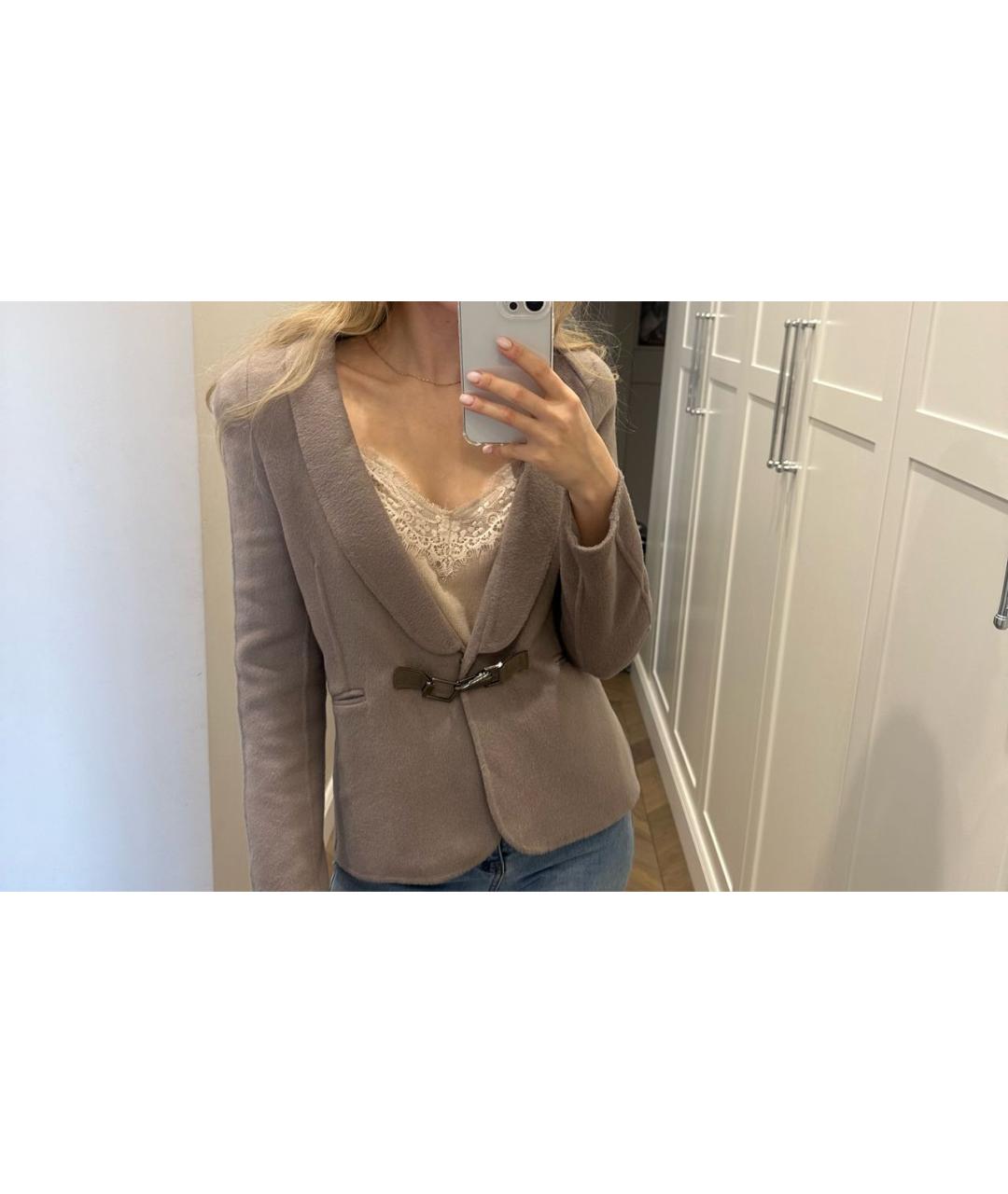 MAX MARA STUDIO Бежевый кашемировый жакет/пиджак, фото 8