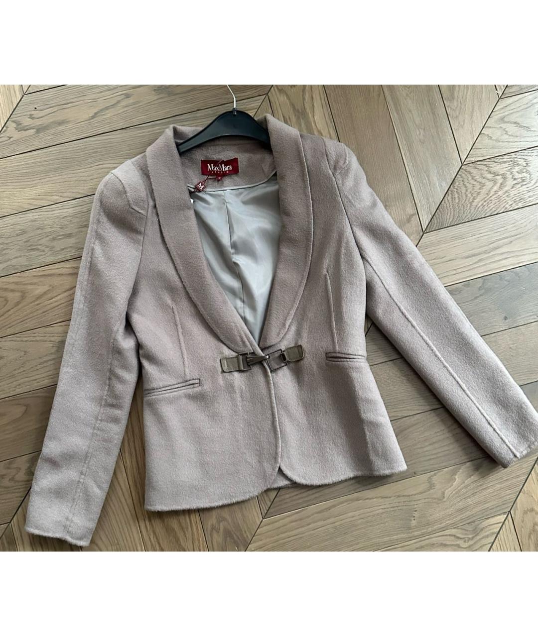 MAX MARA STUDIO Бежевый кашемировый жакет/пиджак, фото 5