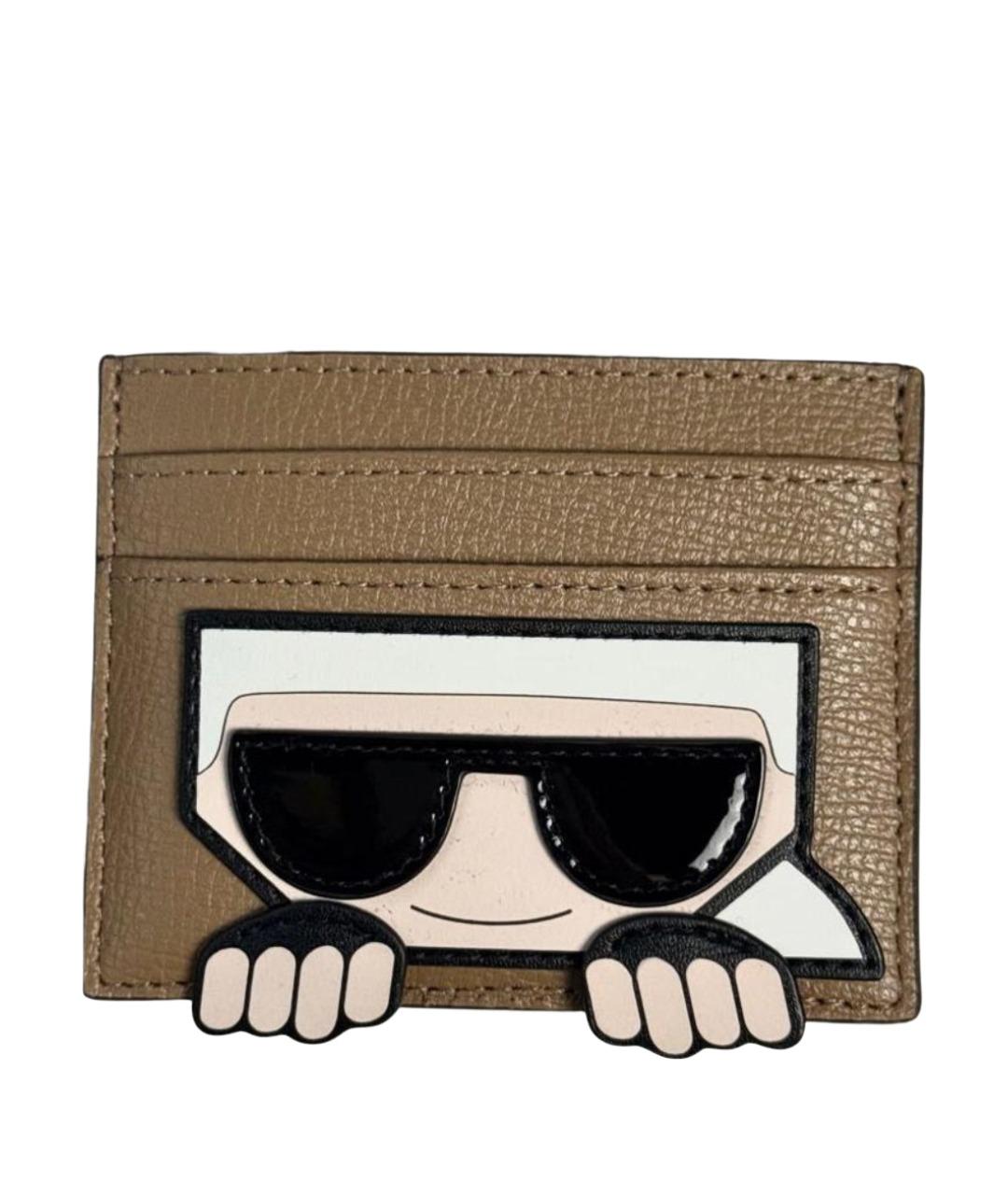KARL LAGERFELD Коричневый кожаный кардхолдер, фото 1