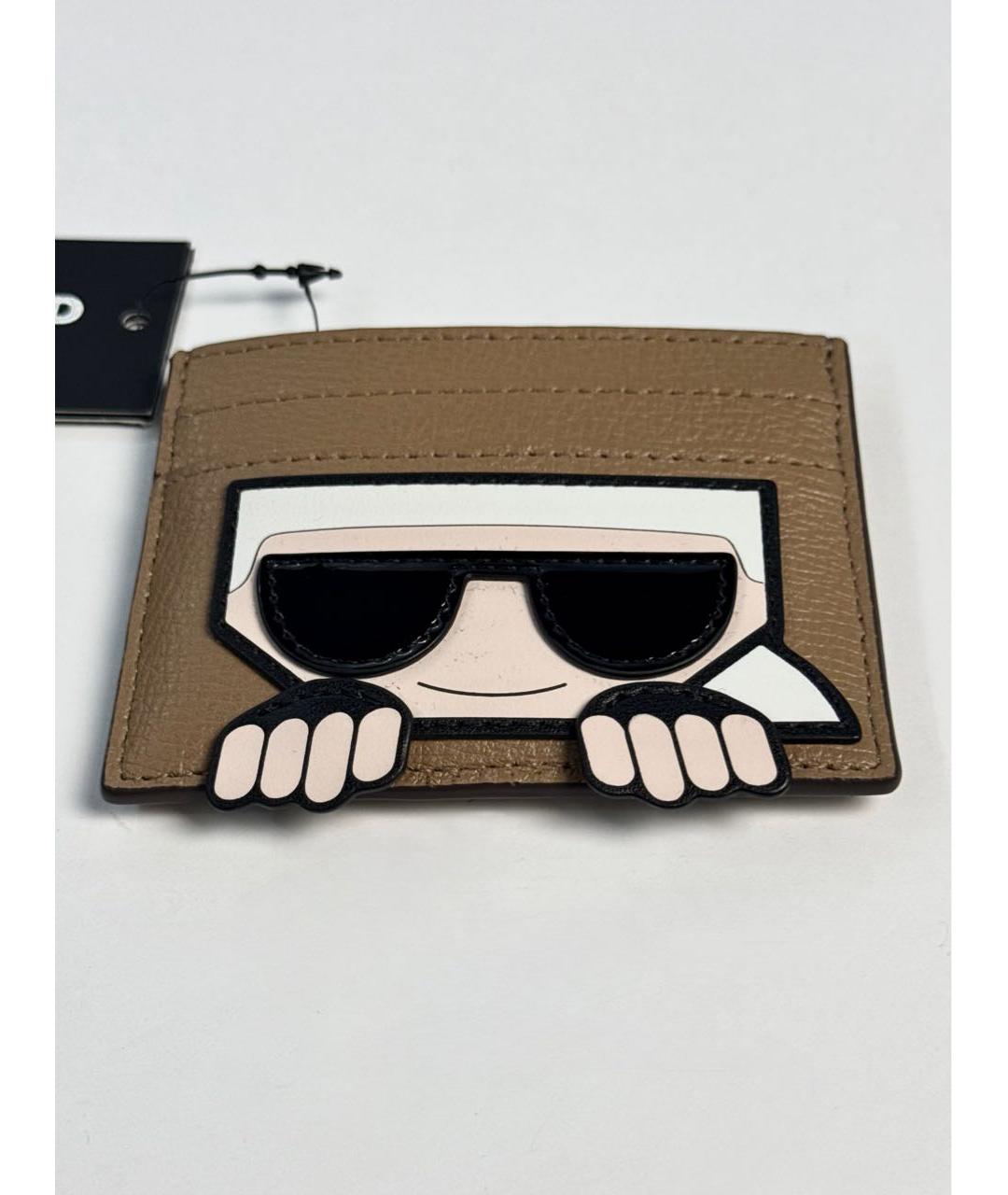 KARL LAGERFELD Коричневый кожаный кардхолдер, фото 2