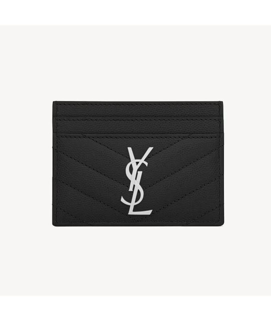 SAINT LAURENT Черный кожаный кардхолдер, фото 4