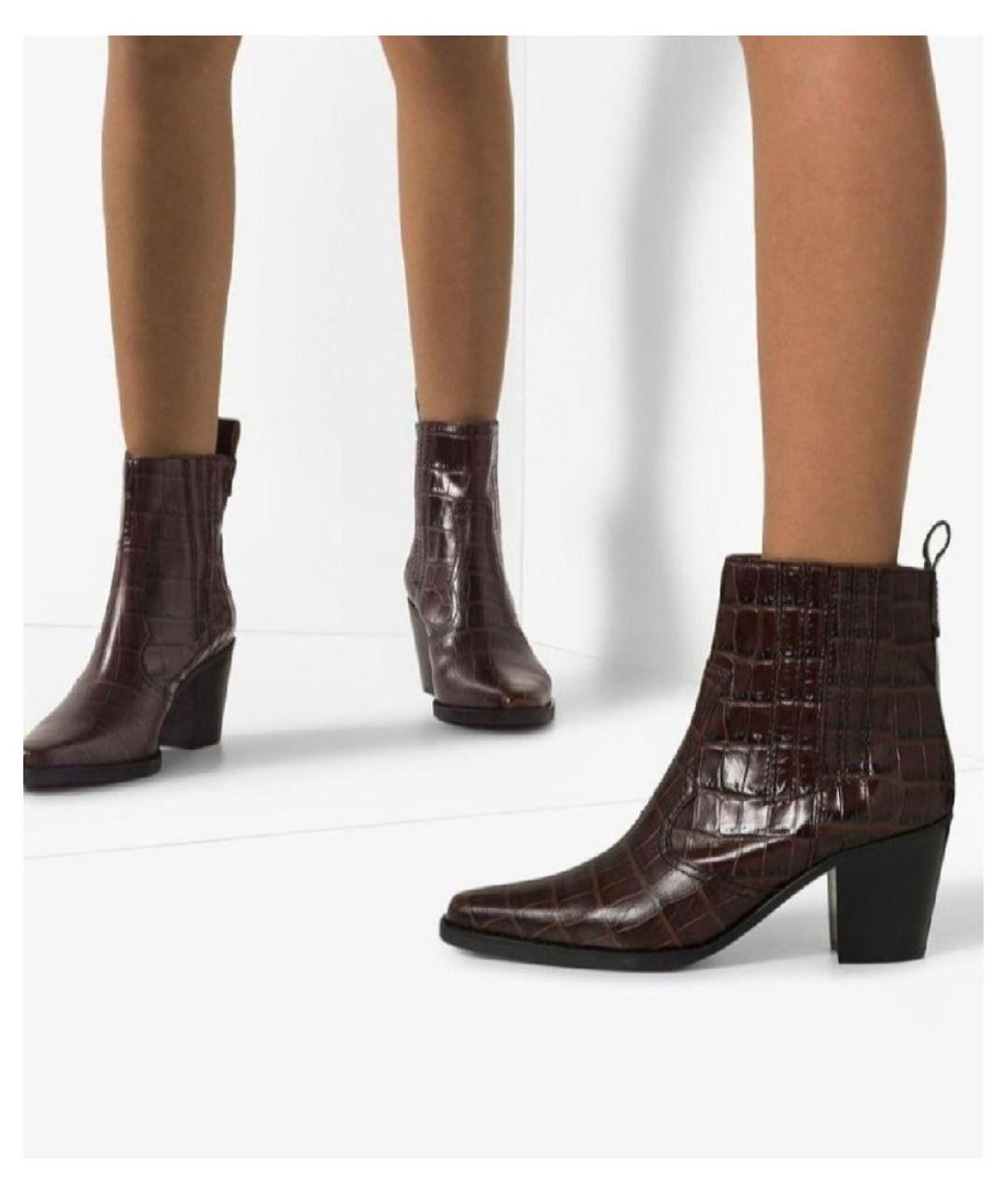 GANNI Коричневые кожаные ботильоны, фото 5