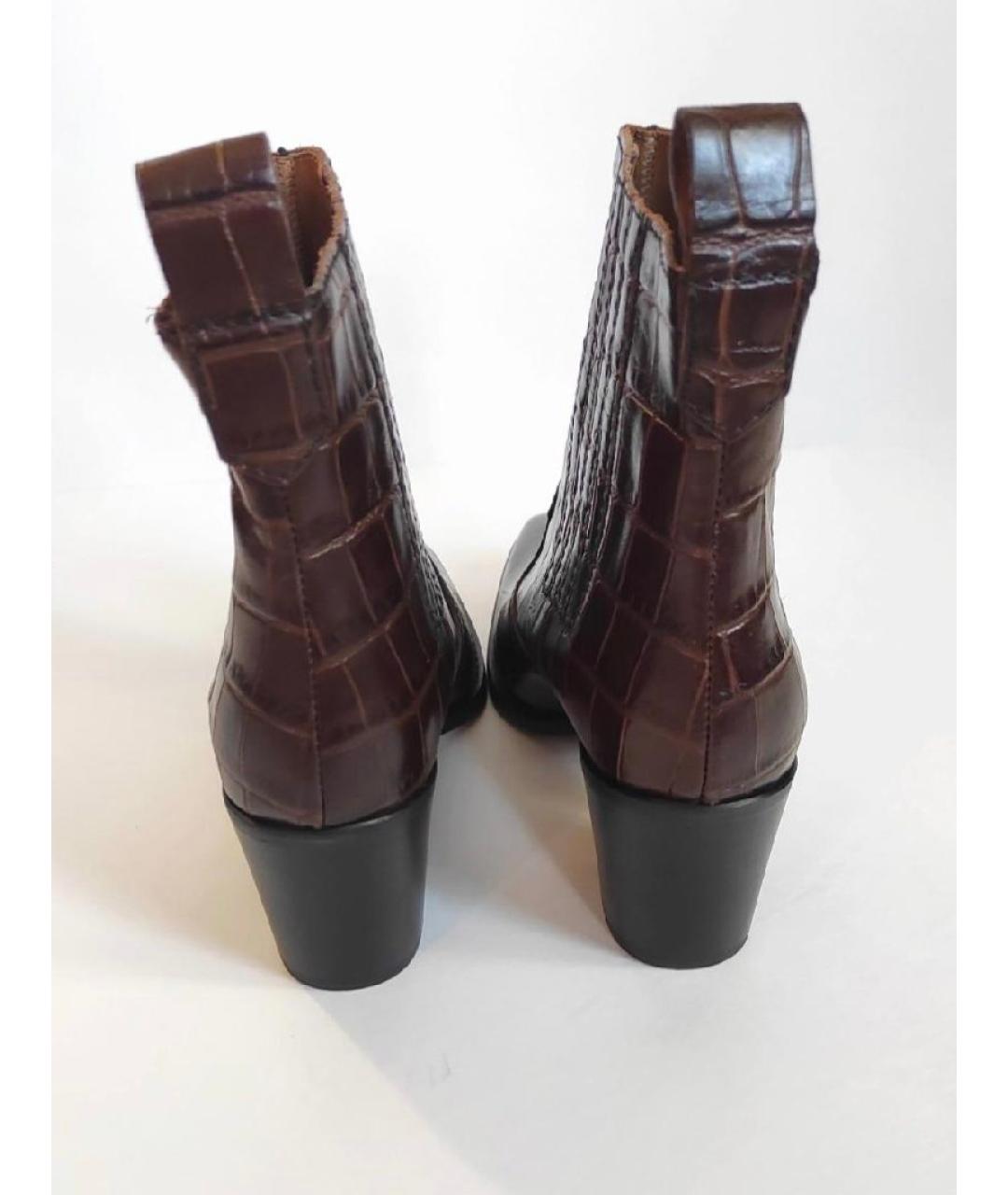 GANNI Коричневые кожаные ботильоны, фото 3