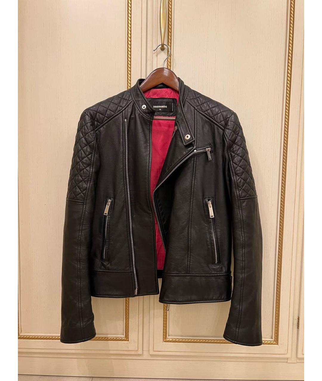 DSQUARED2 Черная кожаная куртка, фото 7