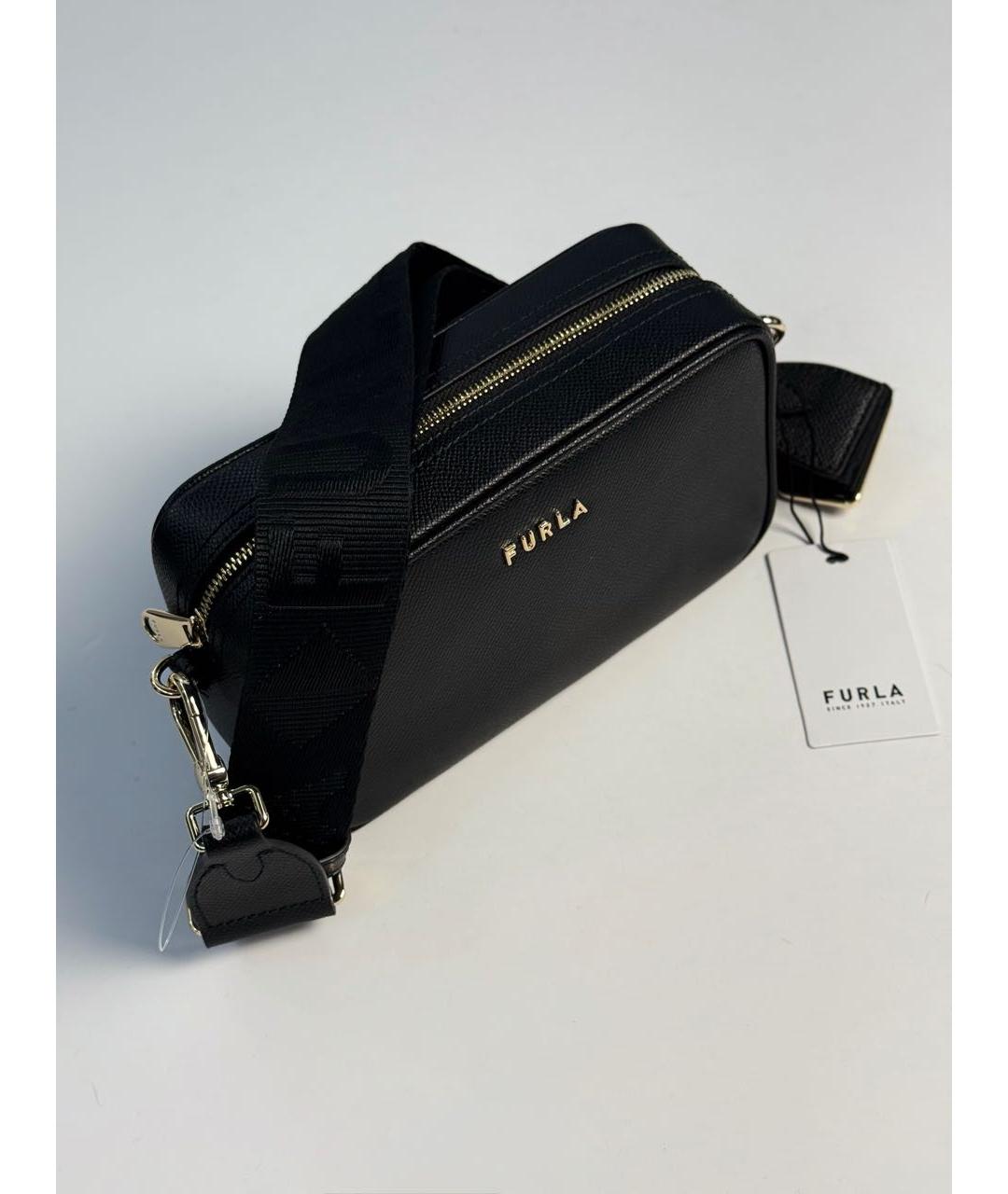 FURLA Черная кожаная сумка через плечо, фото 5