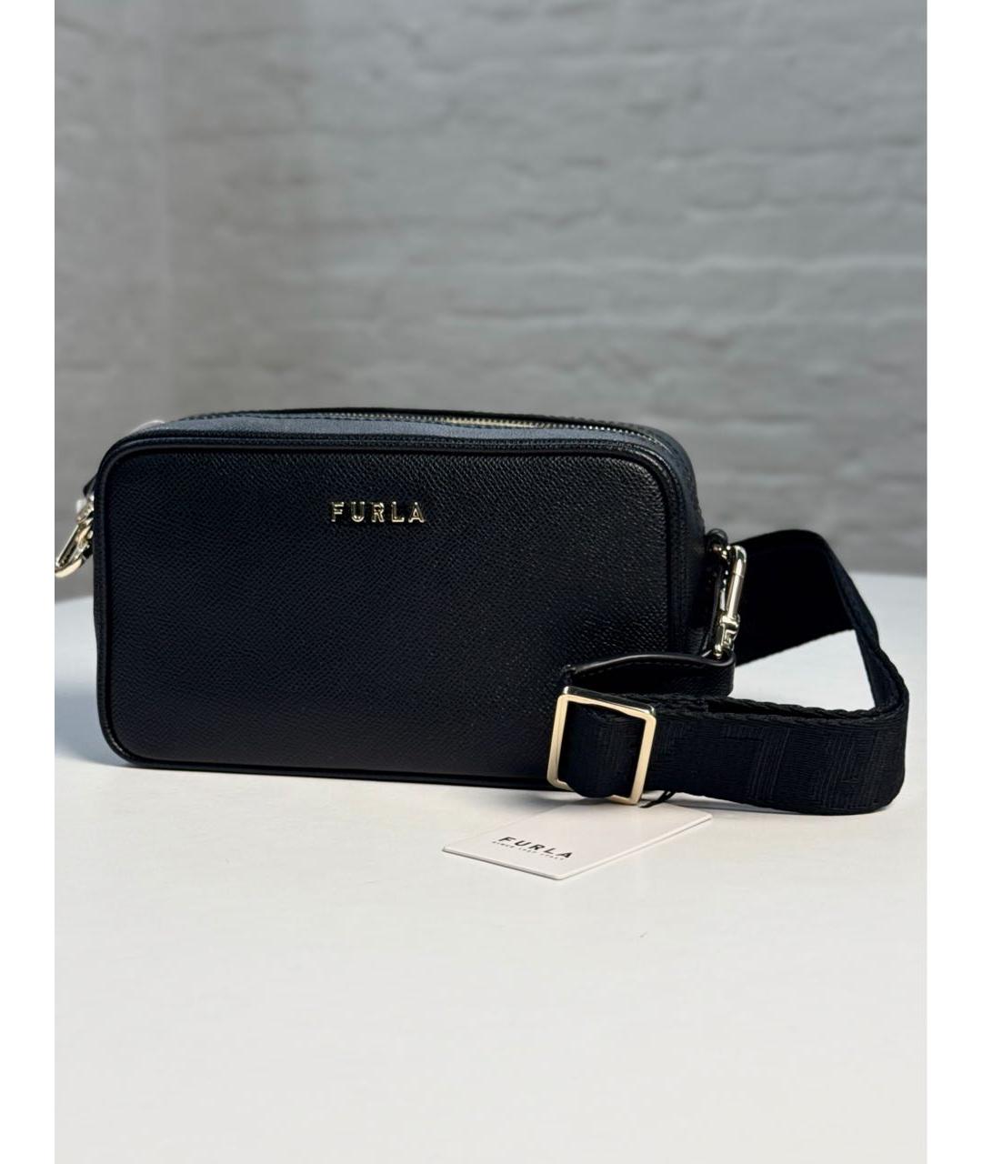 FURLA Черная кожаная сумка через плечо, фото 4