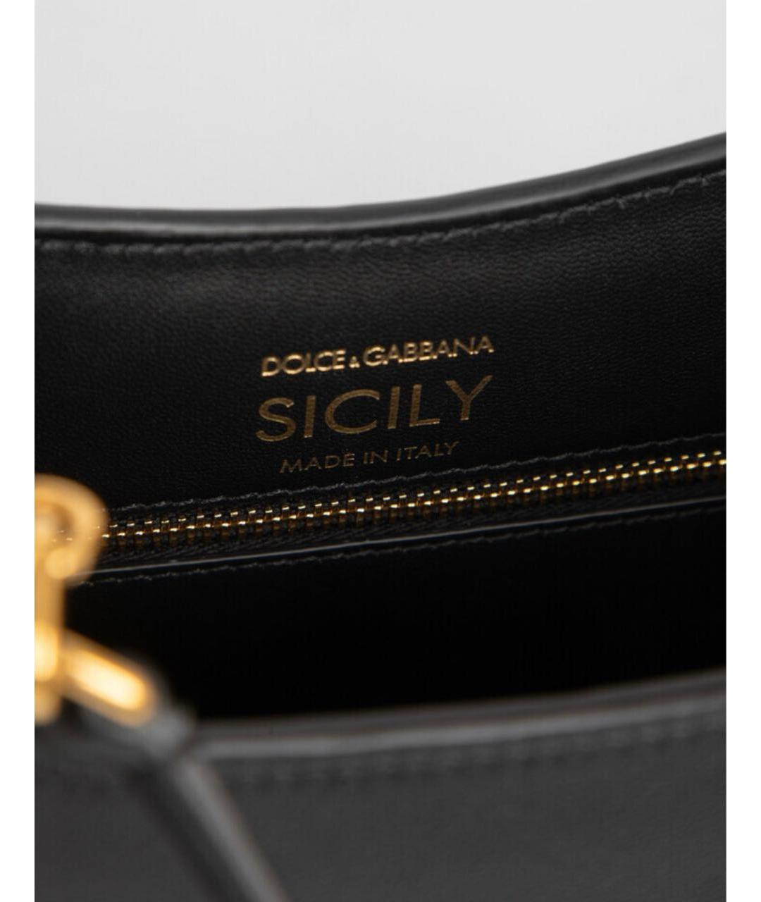 DOLCE&GABBANA Черная кожаная сумка с короткими ручками, фото 6