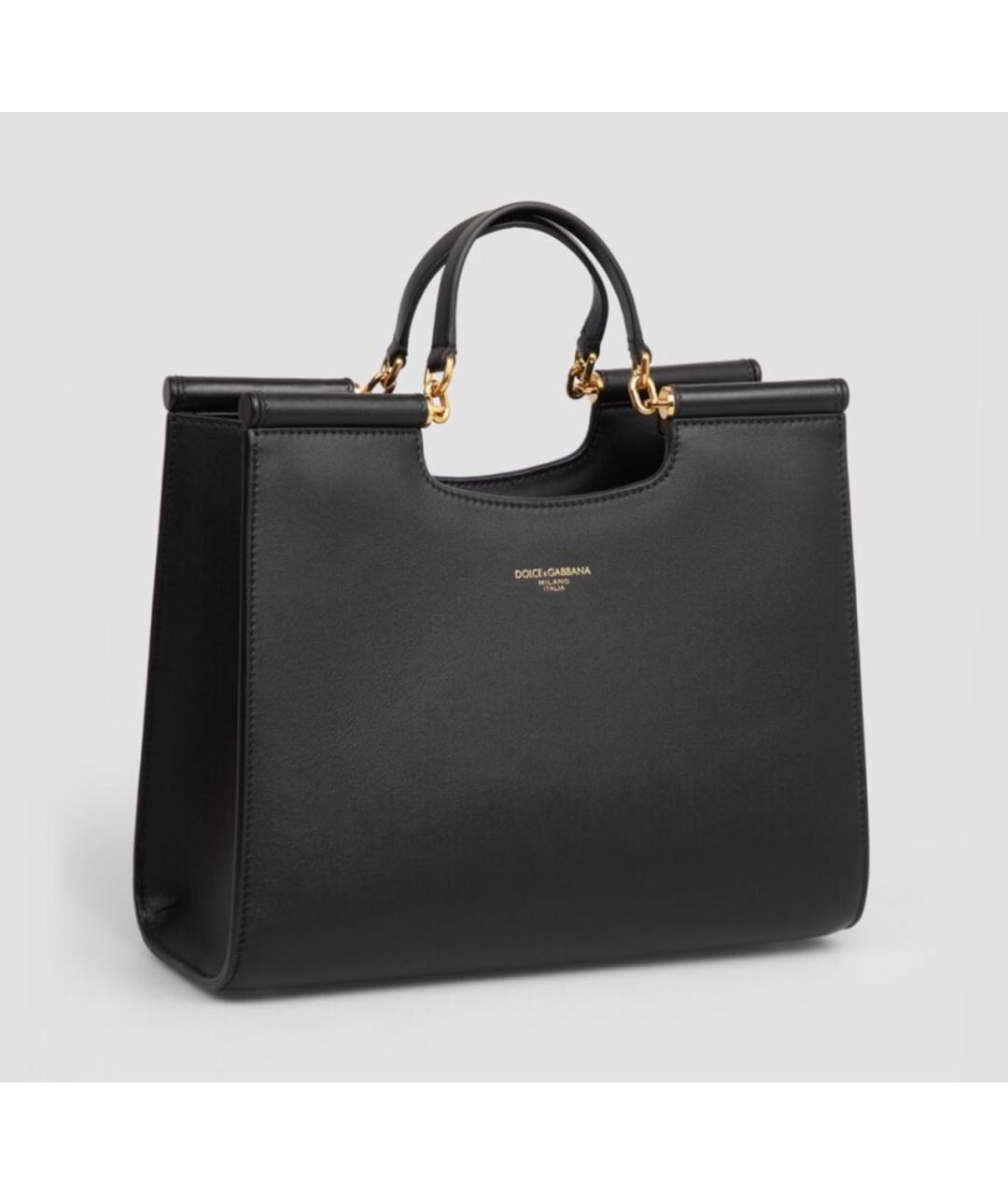 DOLCE&GABBANA Черная кожаная сумка с короткими ручками, фото 3