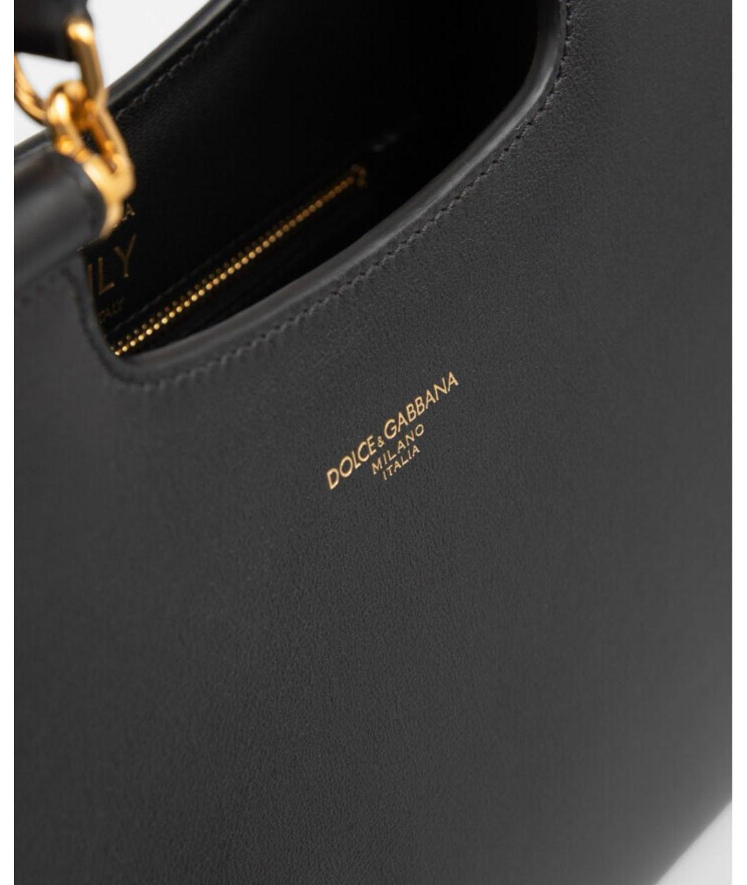 DOLCE&GABBANA Черная кожаная сумка с короткими ручками, фото 5