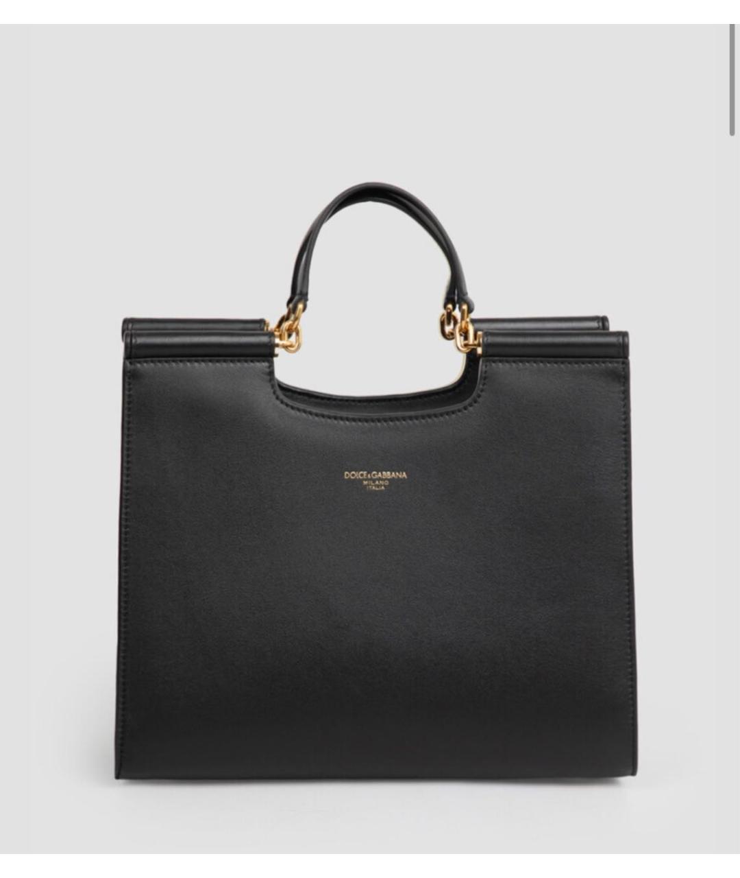 DOLCE&GABBANA Черная кожаная сумка с короткими ручками, фото 8