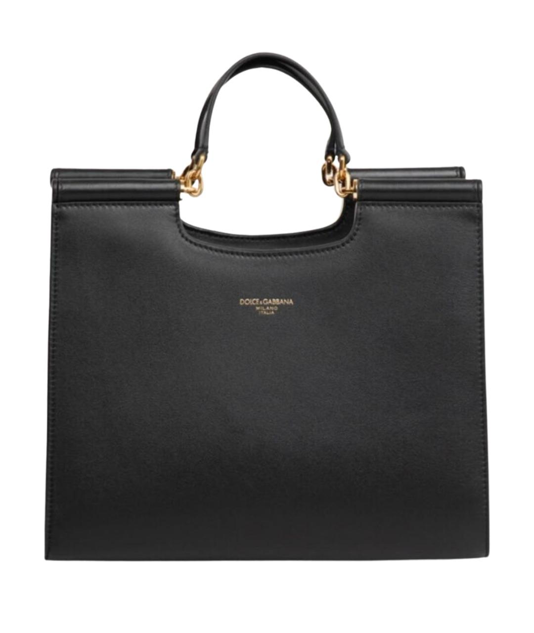 DOLCE&GABBANA Черная кожаная сумка с короткими ручками, фото 1