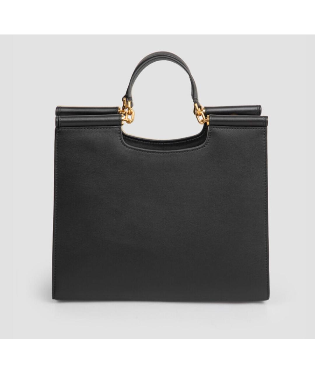 DOLCE&GABBANA Черная кожаная сумка с короткими ручками, фото 2