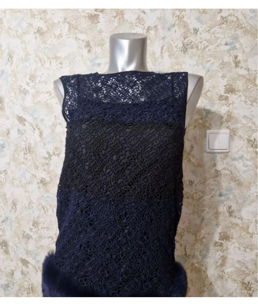 LOUIS VUITTON Темно-синее шелковое коктейльное платье, фото 6